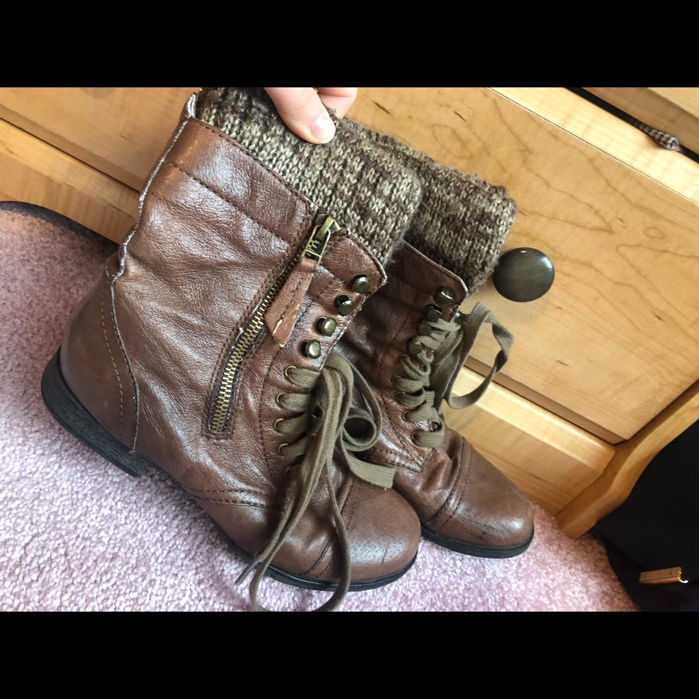 Steve Madden lace-up knit top boots
